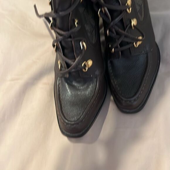 Michael Kors sz6.5 lace up brown leather boots w/removable faux fur tops EUC - Picture 12 of 12